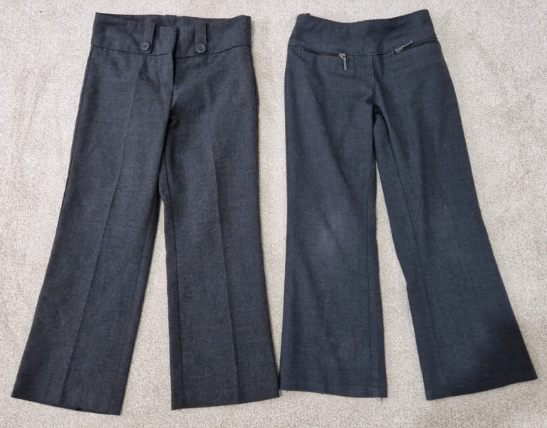 2 x girls grey school uniform trousers age 4-5 years