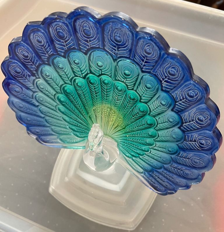 Beautiful French Multicoloured Glass Peacock