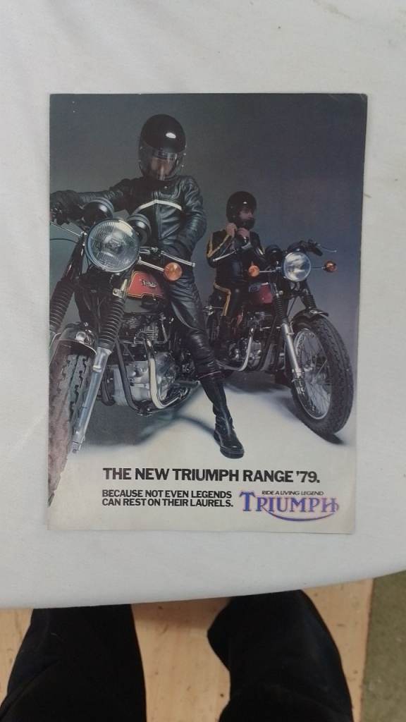 Triumph Bonneville and Tiger motorcycle new launch range from 1979 brochure