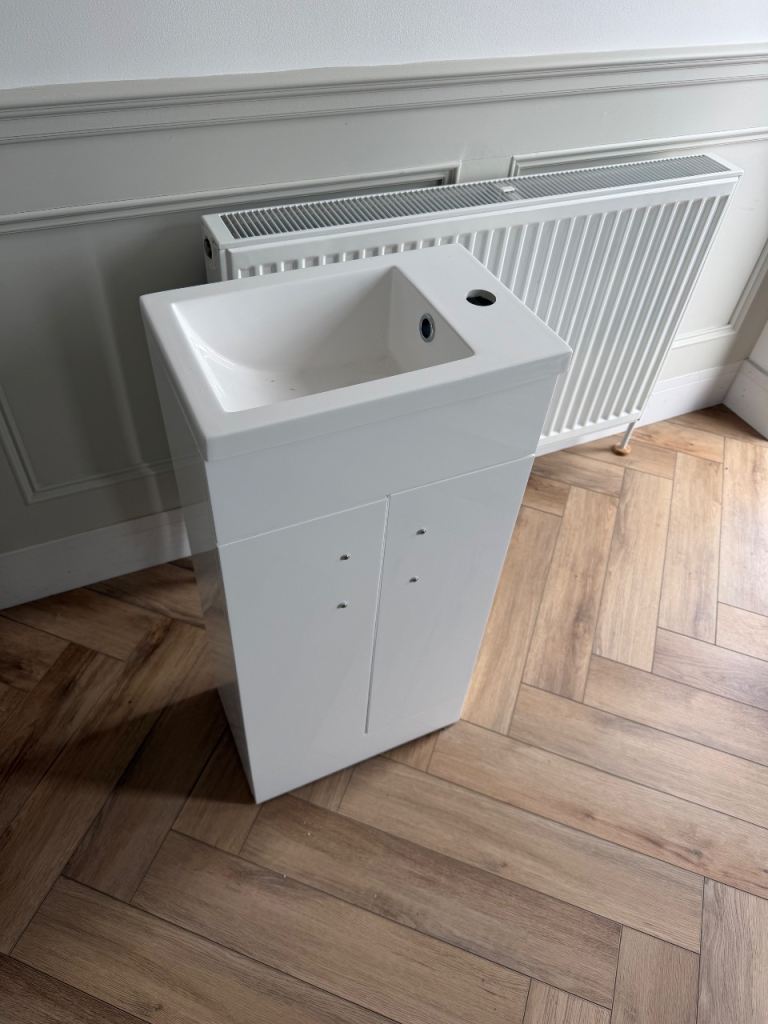 Brand New White Compact Bathroom Vanity Unit with Basin