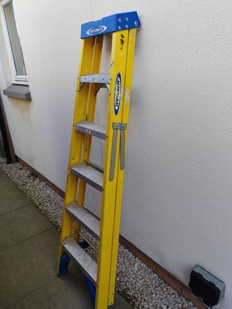 Werner Step Ladder, Yellow Finish, Good Condition