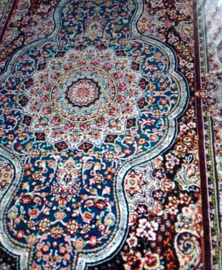 Azure blue traditional rug 