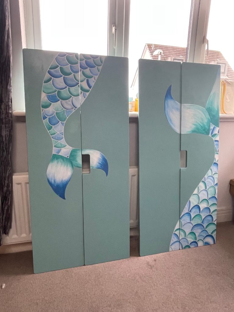 Ikea Stuva custom painted wardrobe doors mermaid theme - DOORS ONLY