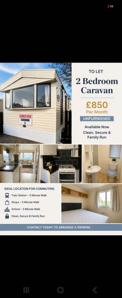 💥2 bed mobile home available rent now💥 