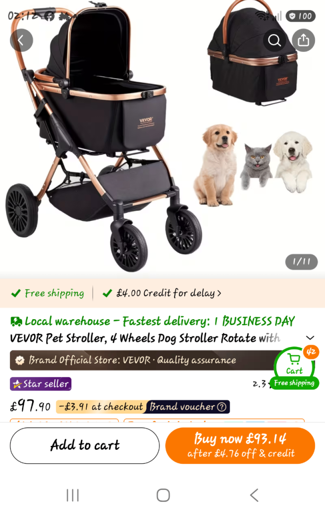 As new pet pushchair