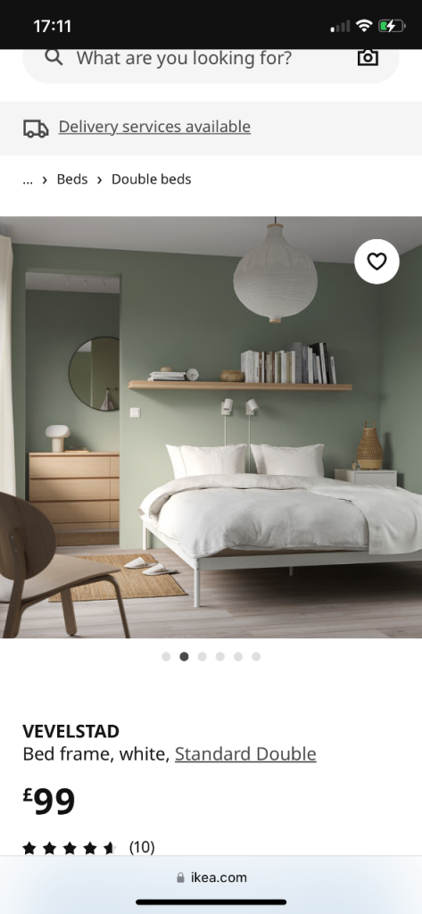 IKEA Double Bed Frame - Metal - light grey