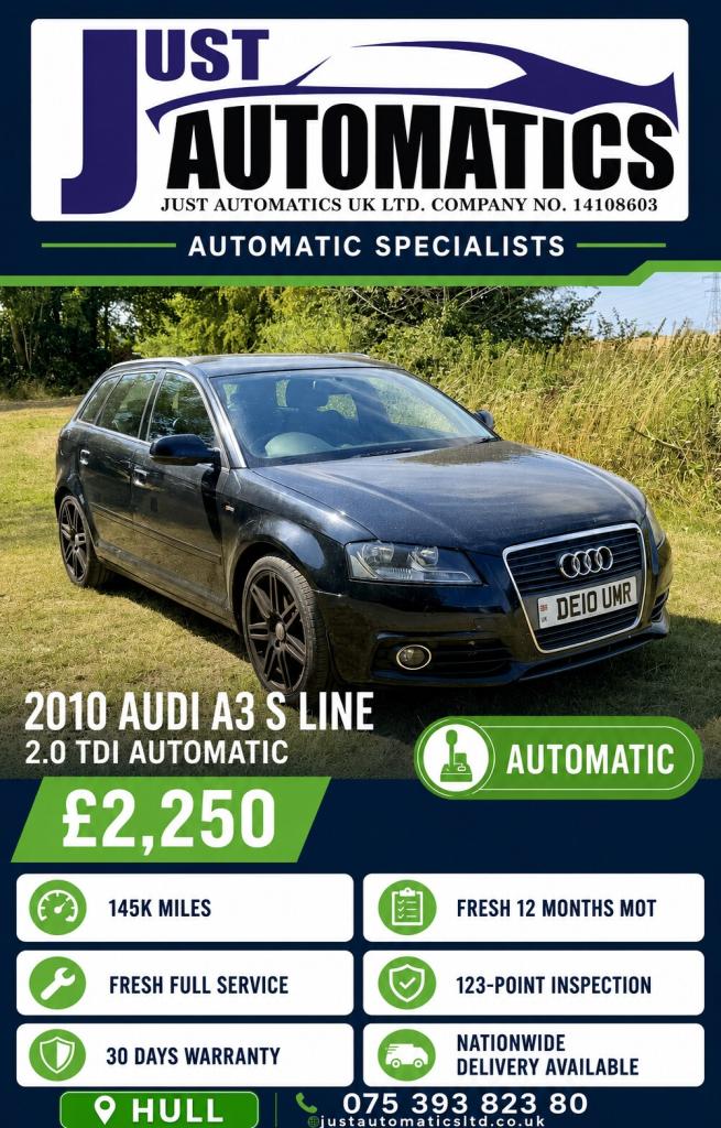 2010 Audi A3 2.0 TDI S Line 5dr S Tronic [Start Stop] HATCHBACK Diesel Automatic