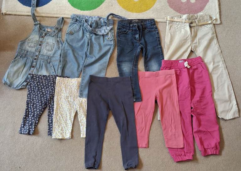 Branded Girls' Clothing Bundle - Jeans, Leggings & Denim Dress