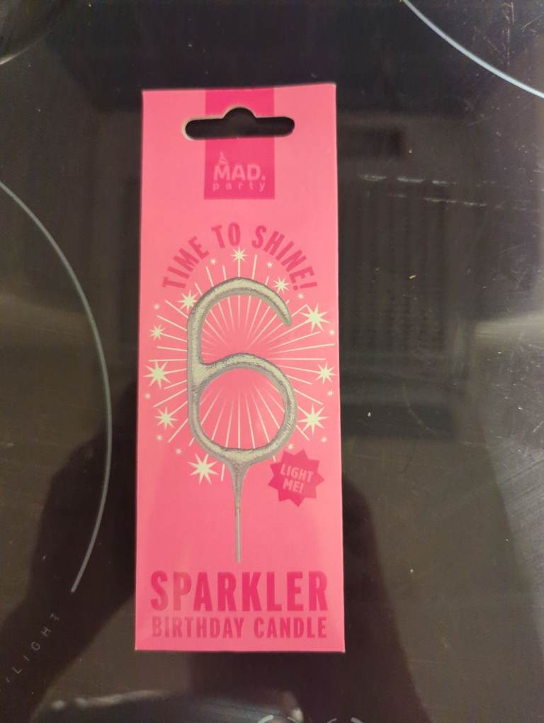 MAD Party Number 6 Birthday Sparkler Candle