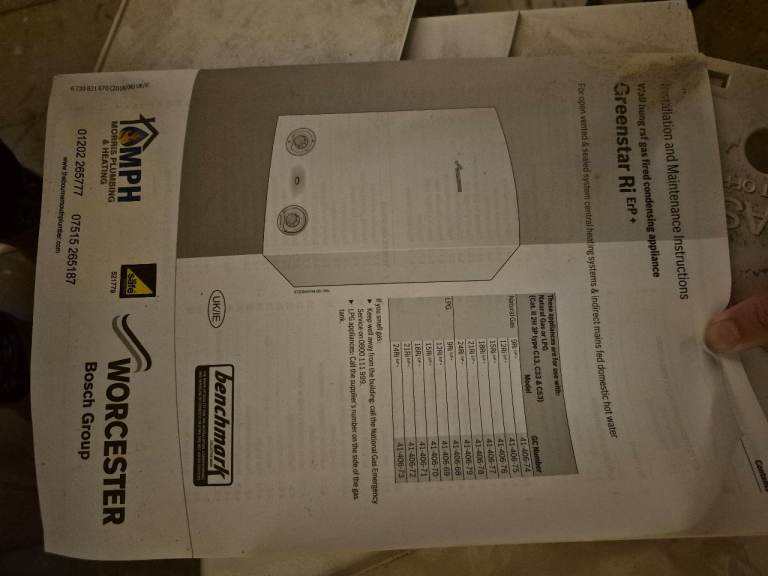 Worcester greenstar boiler Ri Erp+