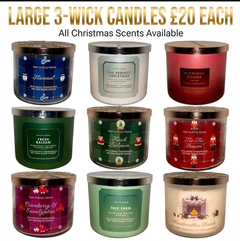Bath & Body Works LARGE 3-Wick Christmas Candles - £20 EACH - All Scents