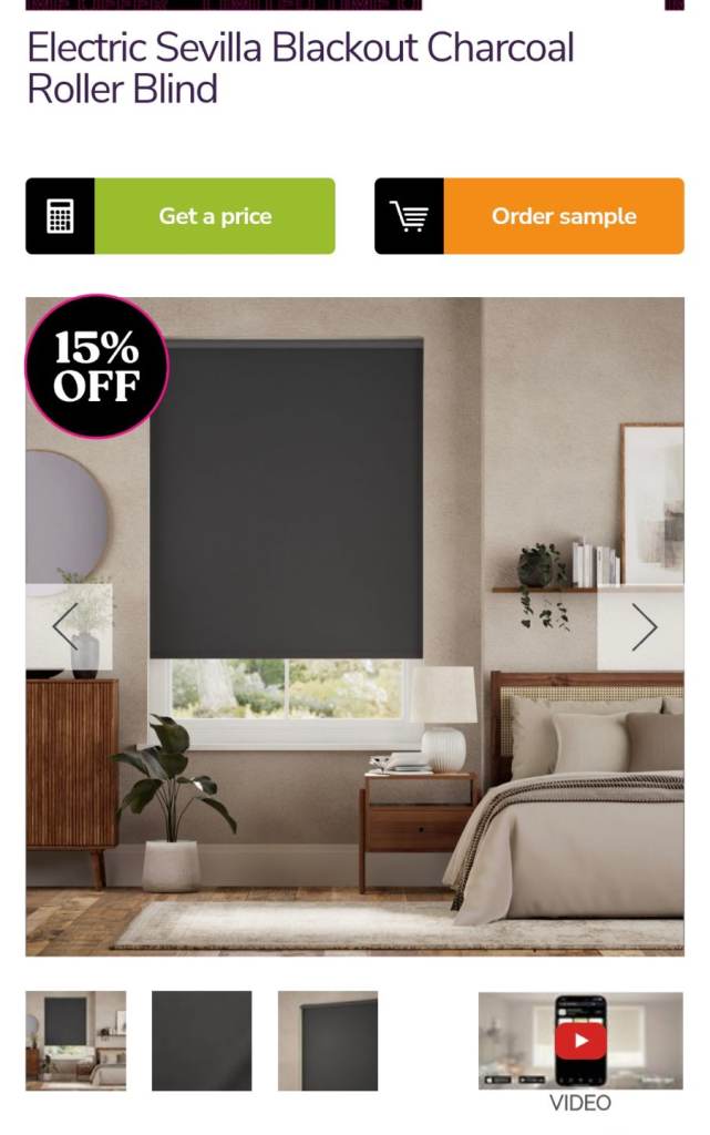 Electric Sevilla Blackout Charcoal Roller Blind