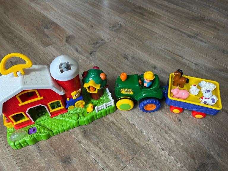 Old McDonald’s farm house and tractor set