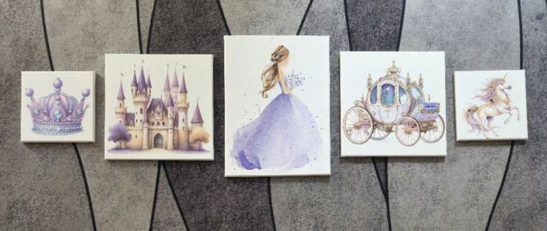 5-Piece Princess Fairy Tale Canvas Wall Art Set