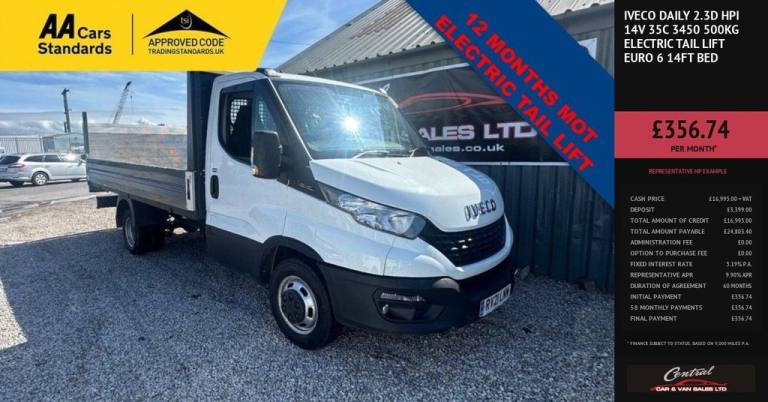 2021 Iveco Daily 2.3D HPI 14V 35C 3450 500KG Electric Tail Lift Euro 6 14ft Bed DROPSIDE Diesel M...