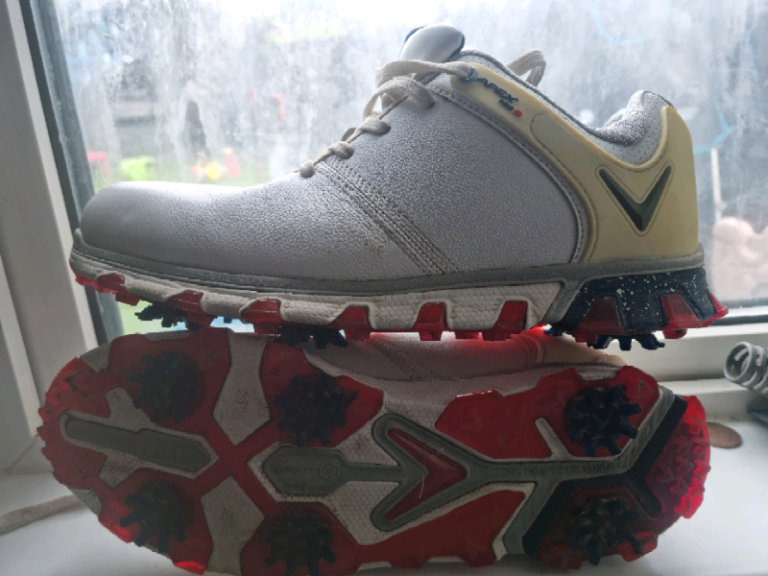 Callaway Apex Series Apex Pro S Mens Golf Shoes 8.5 (White & Red)  