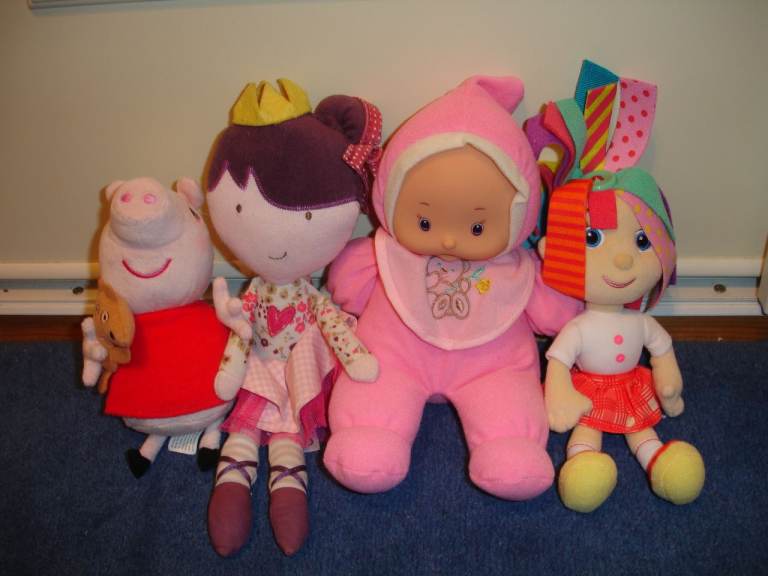 Selection of Plush Baby Dolls and Peppa Pig Soft Toy