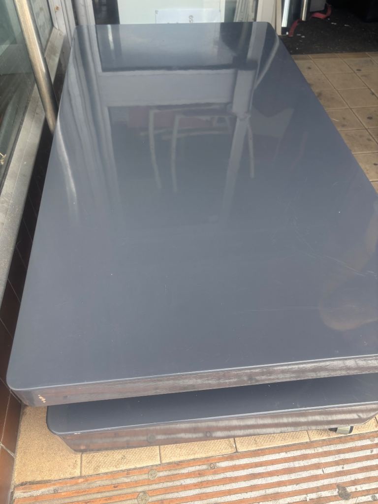 Gloss Grey Coffee Table on Wheels with Storage Shelf