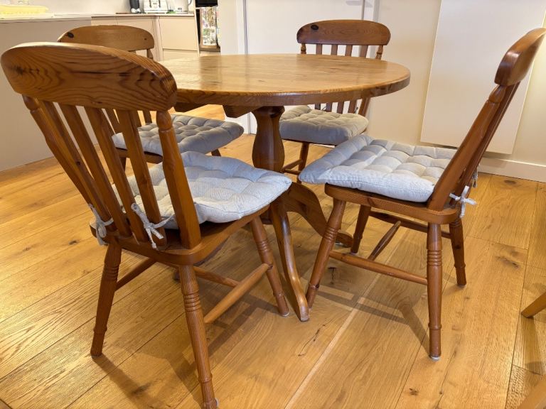 Solid Pine round table and chairs