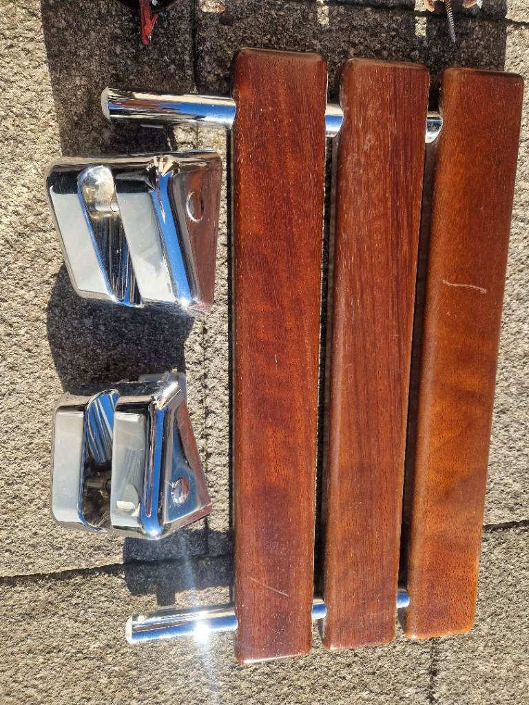 Lakes hardwood folding shower seat plus bathroom handrail 