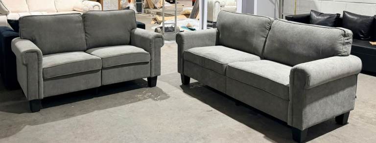 Grey Fabric Sofas – Two Seater and Three Seater, complete set Premium Fabric SOFA SET BRAND NEW COD