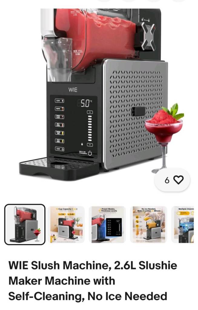 (New condition)in box,No Ice Needed,WIE Slush Machine, 2.6L Slushie Maker Machine,Self-Cleaning, 