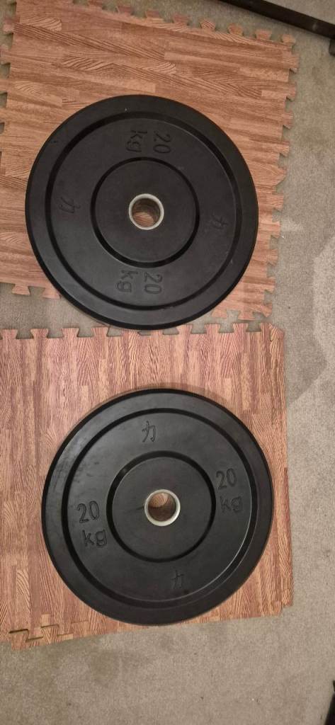 Two 20kg Bumper Plates – Black, Good Condition