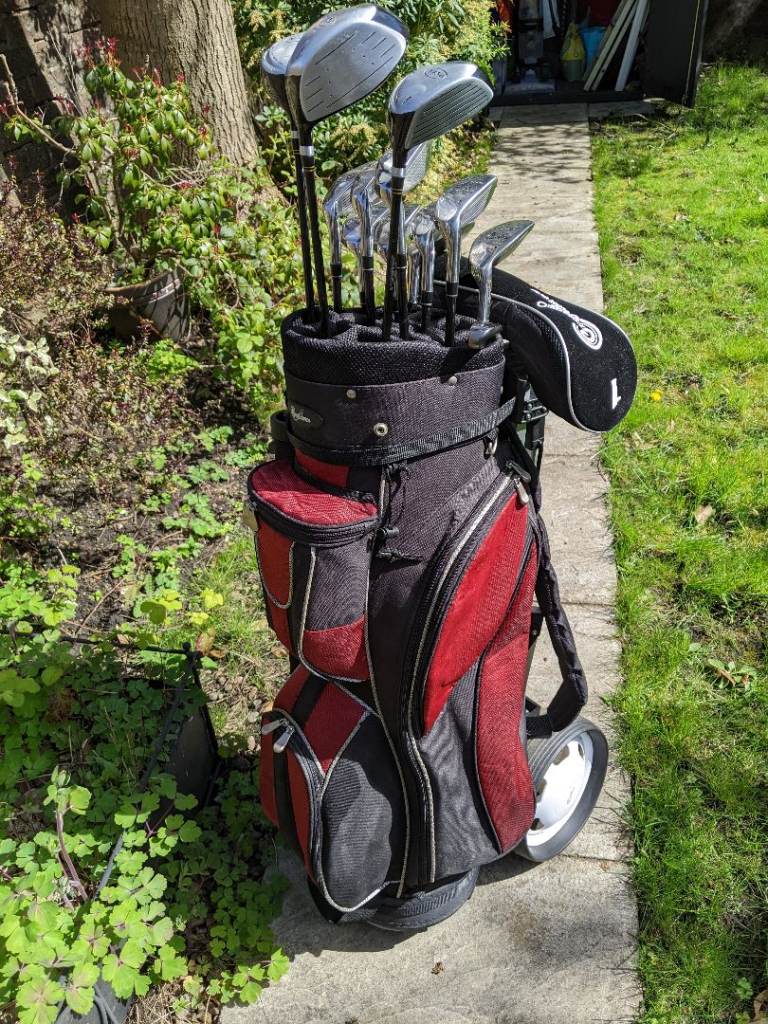 Set of golf clubs with bag and trolly.  Confidence ESP 3 Irons 3-9 As pictured.