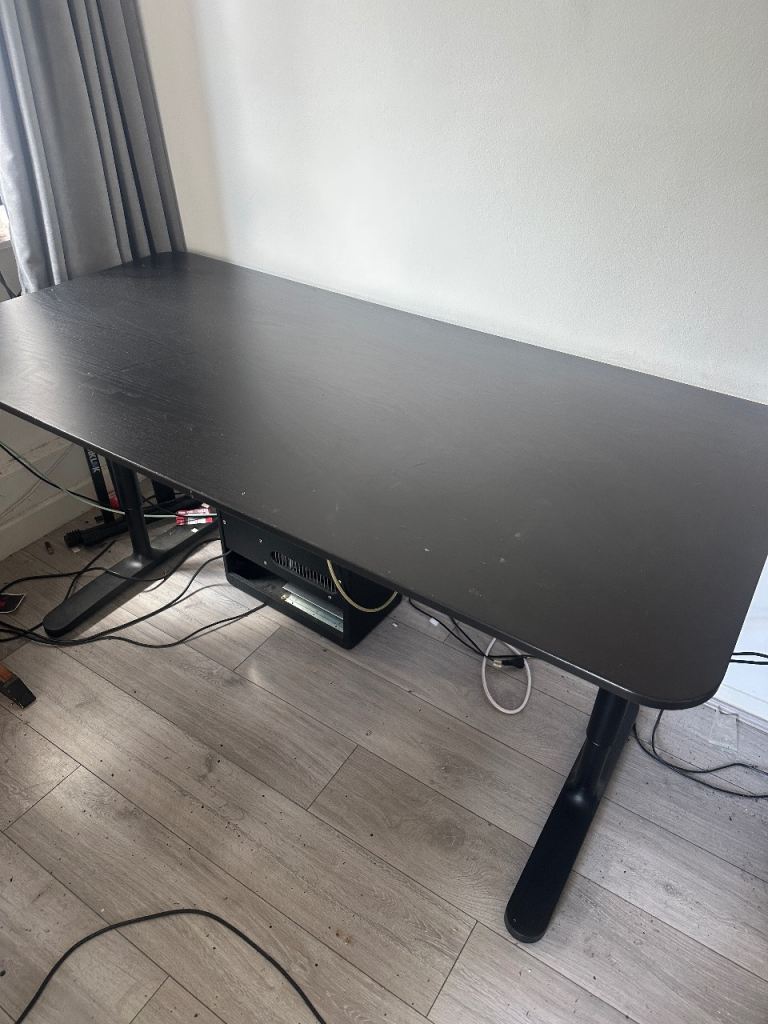 Black Wooden Desk - Good Condition, Study or Office