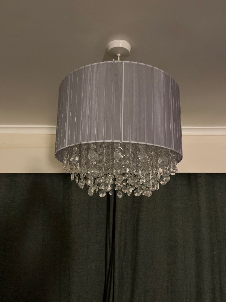 2 x grey/silver light fittings, shades