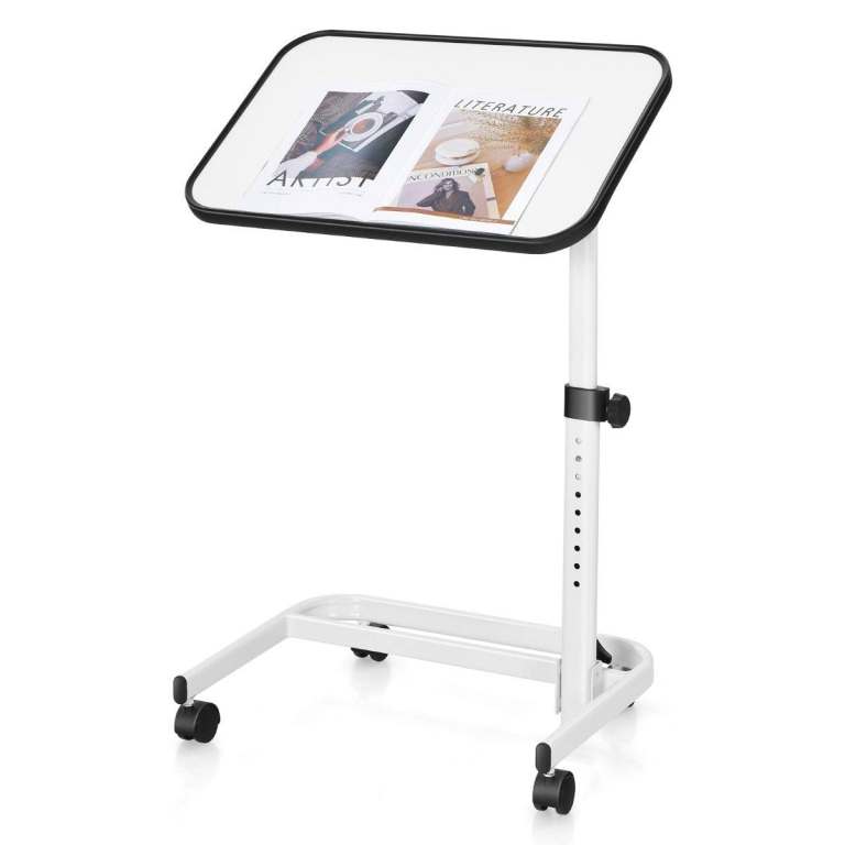 Portable Bedside Table with 9 Level Adjustable Height White + Black BRAND NEW BOXED