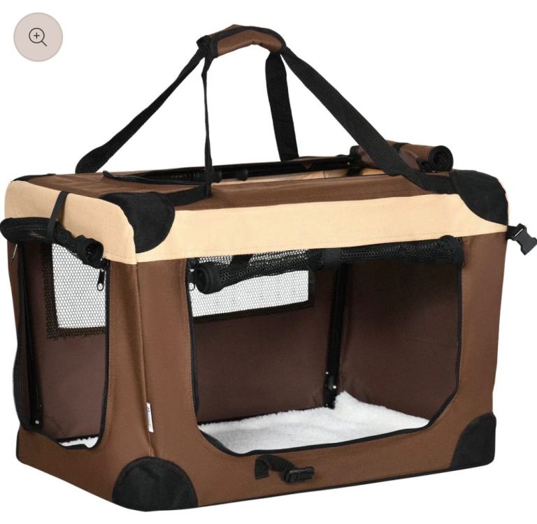 Soft brown XL dog crate folding 