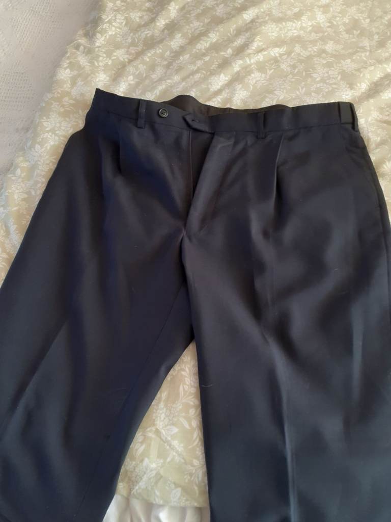 TWO PAIRS. M and S Men's Navy blue smart trousers. Size 36 waist and 31 leg