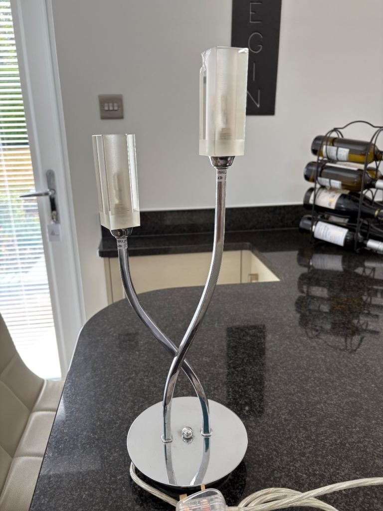 Modern Chrome Twist Table Lamp –  