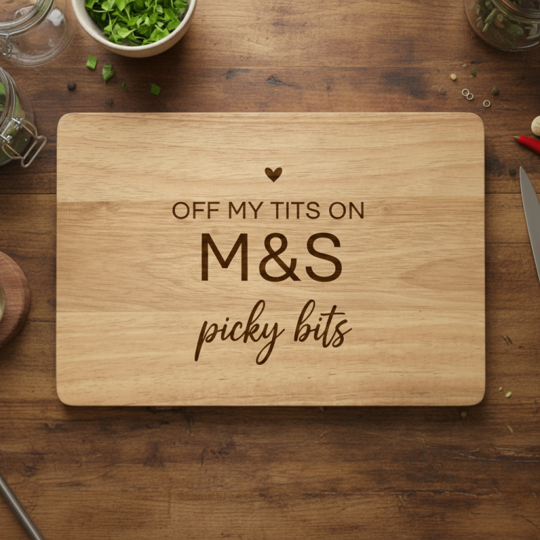 M&S Picky Bits Chopping Board Laser Engraved Marks And Spencers Novelty Cutting Board