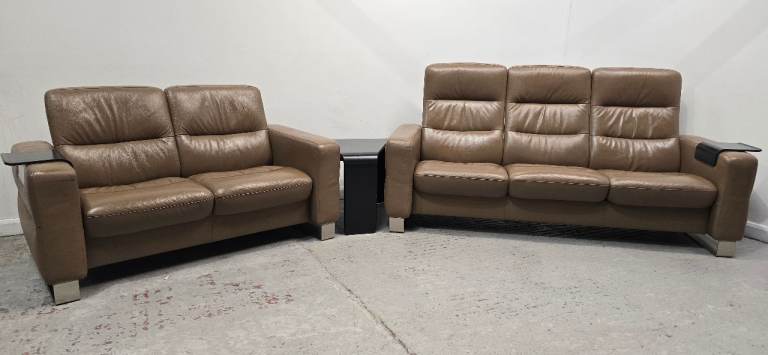 Ekornes Stressless 2 Seater Low Back NON-Recliner & 3 Seater High Back Recliner Sofa Leather 10227