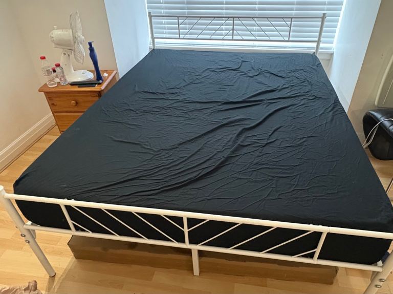  Double Bed Frame with Mattress   Lift-Top Coffee Table   3) Leather Sofa / Armchair (Cream Colour)