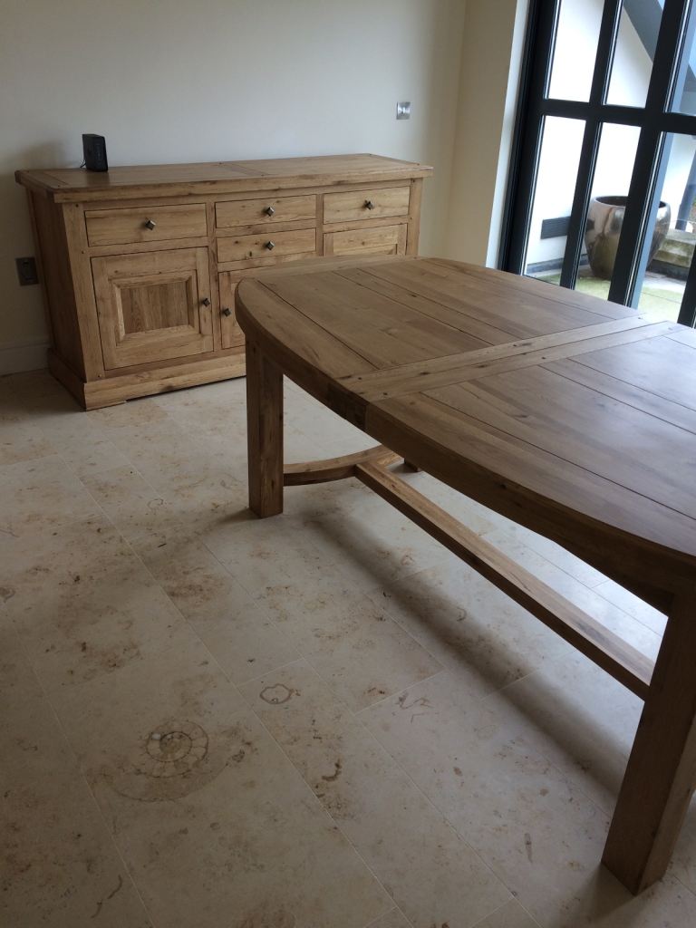 Solid oak dinning table, chairs and sideboard 