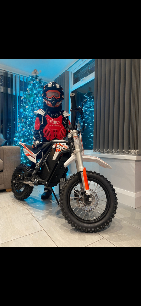 White and Red Kids Electric Dirt bike 