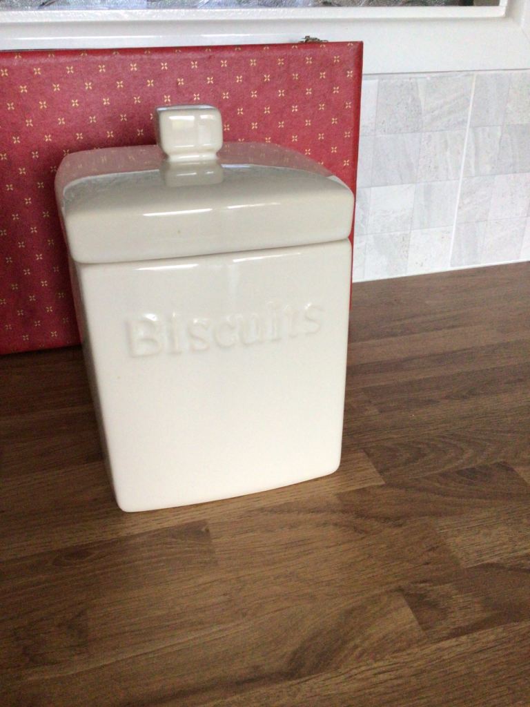White Ceramic Biscuit Barrel 