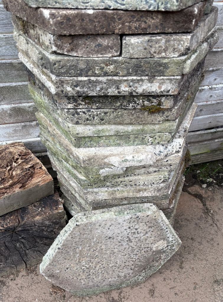 Hexagonal concrete paving slabs