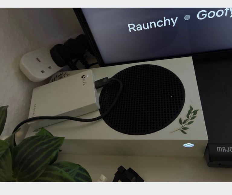 Xbox Series S console with 4TB external expansion. 