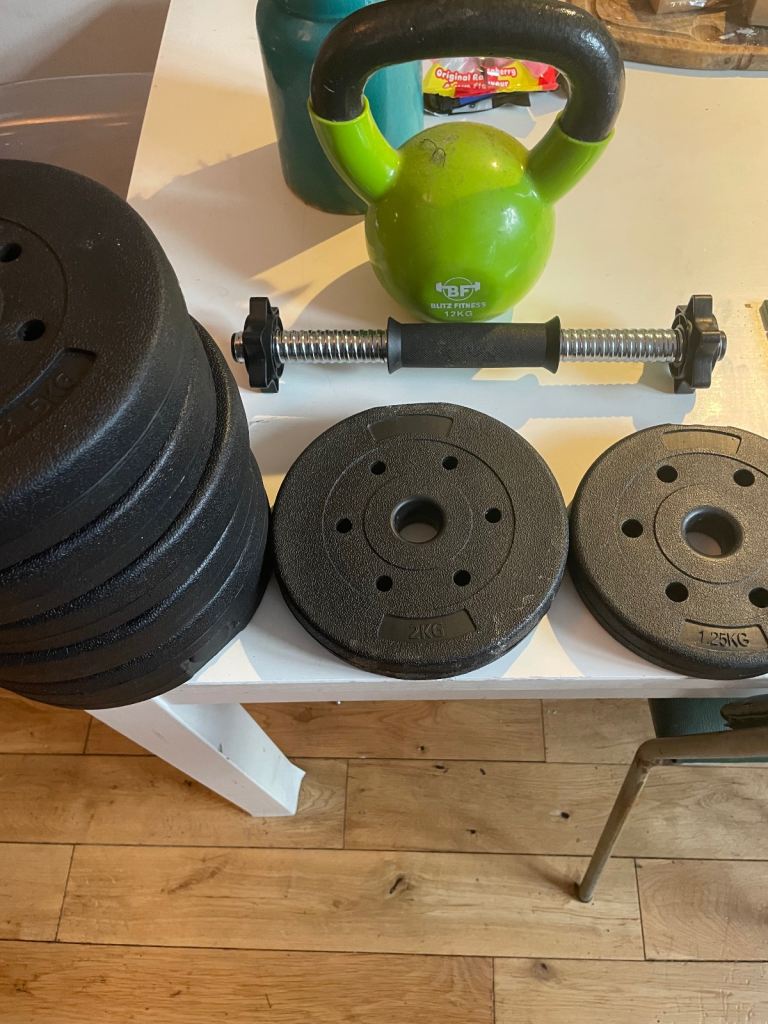 Dumbbell weights/weight plates - x6 2.5kg, x1 2kg, x1 1.25kg - can sell in parts - enquire