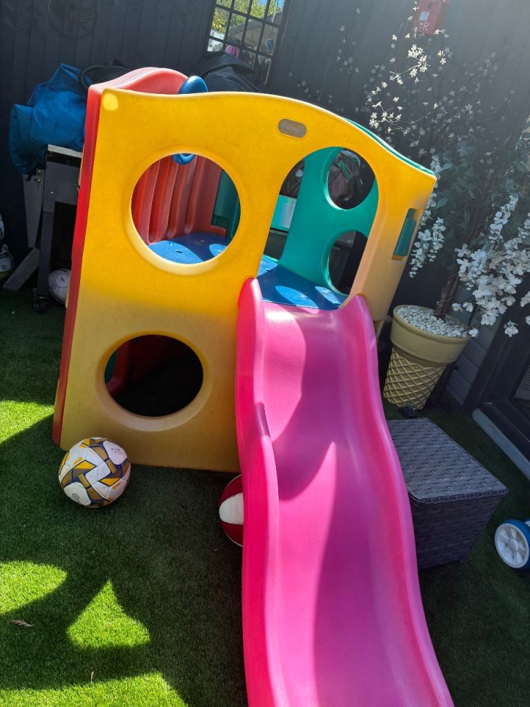 Little tikes climbing frame with slide and hideout underneath 