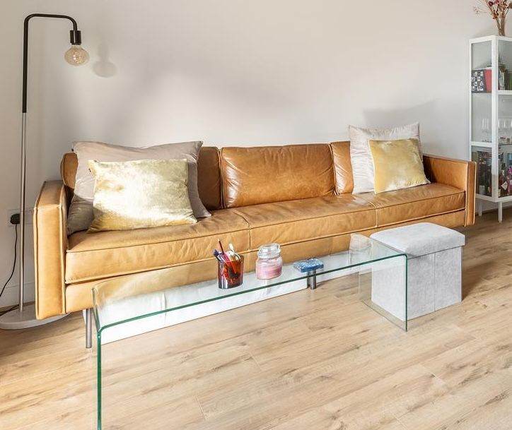 West Elm Axel Leather Sofa – Tan Nut Saddle