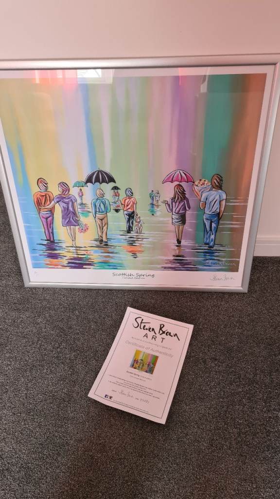 Signed Steven Brown Limited Edition Scottish Spring Print. Signed 88/495