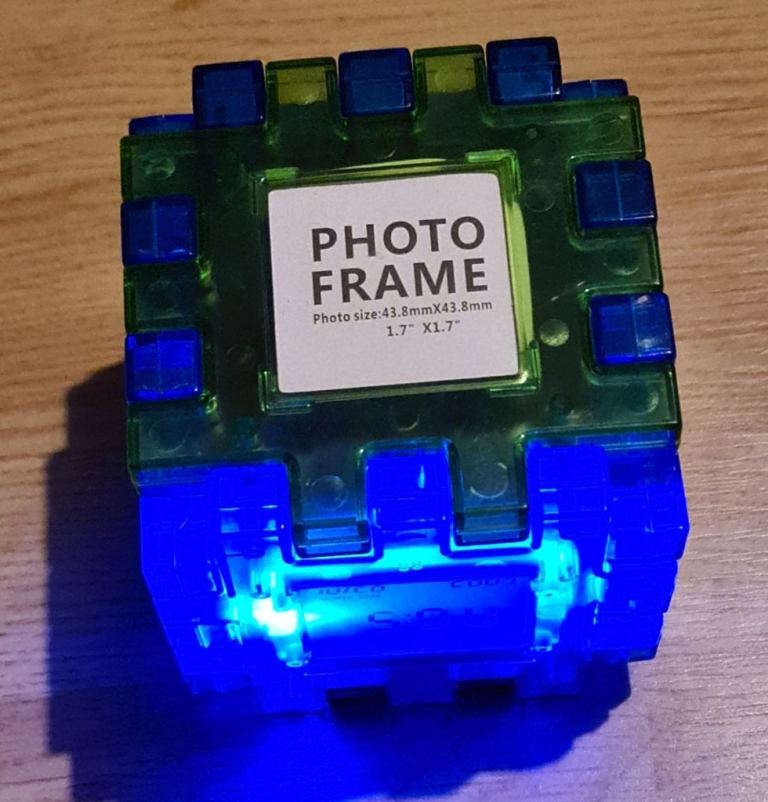 CLOCK AND DATE LIGHT UP CUBE PHOTO FRAME