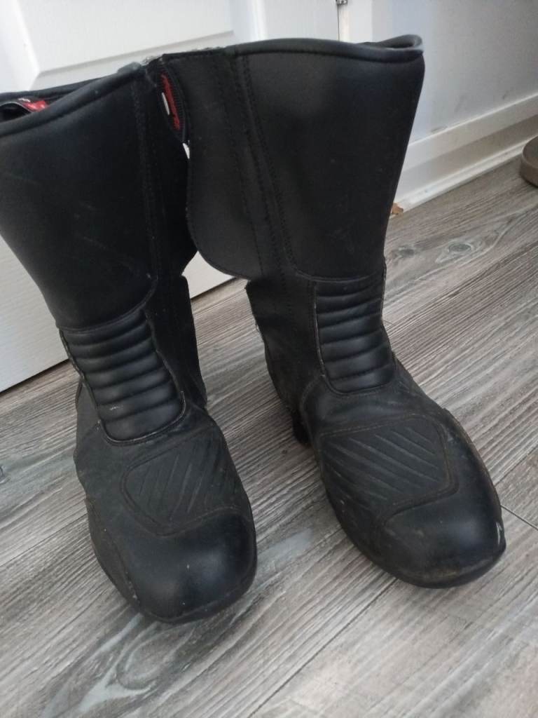 2 pairs motorcycle boots one, a size 9 an a size 8
