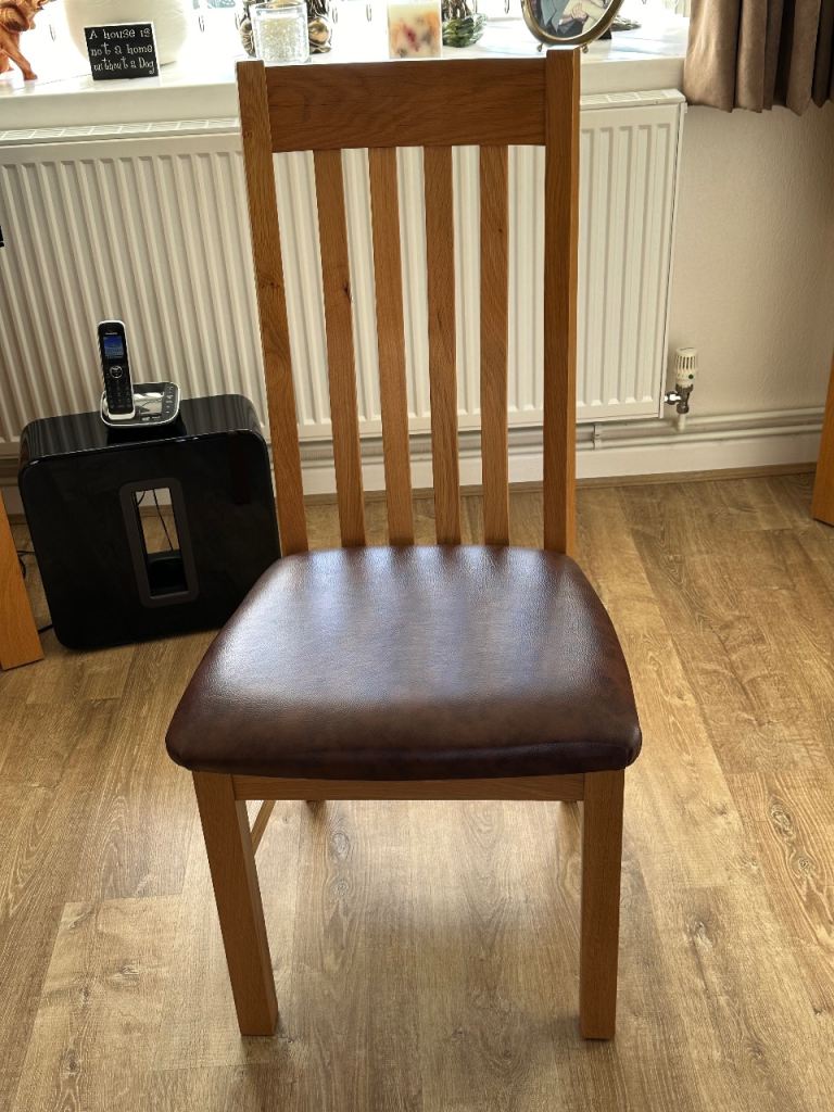 Square Solid Oak Dining Table and 2 Chairs