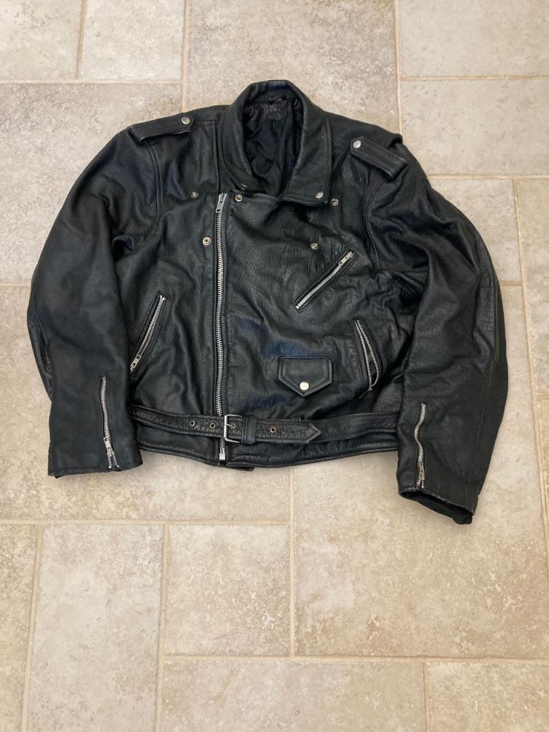  Man’s Black Leather Motorcycle jacket